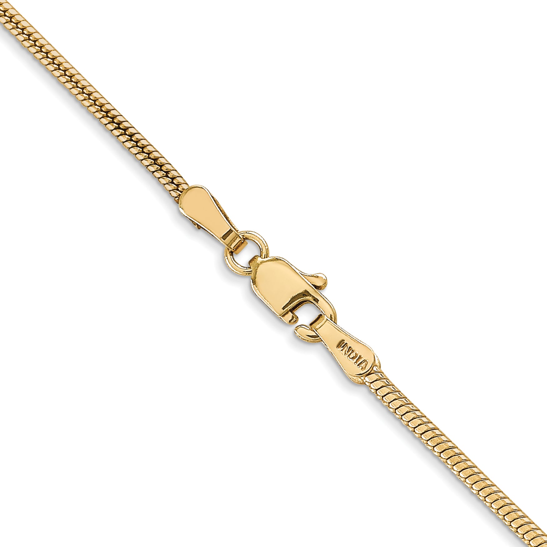 14K Yellow Gold 30 Inch 1.6mm Round Snake Lobster Clasp Chain