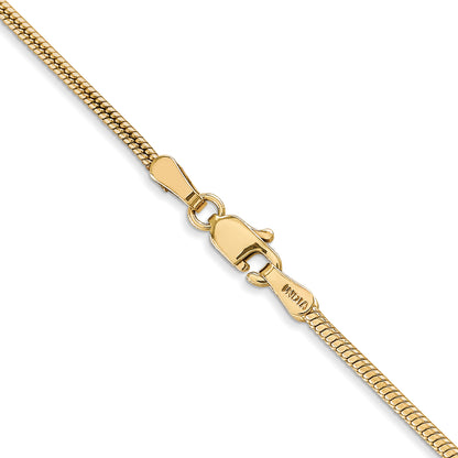 14K Yellow Gold 30 Inch 1.6mm Round Snake Lobster Clasp Chain