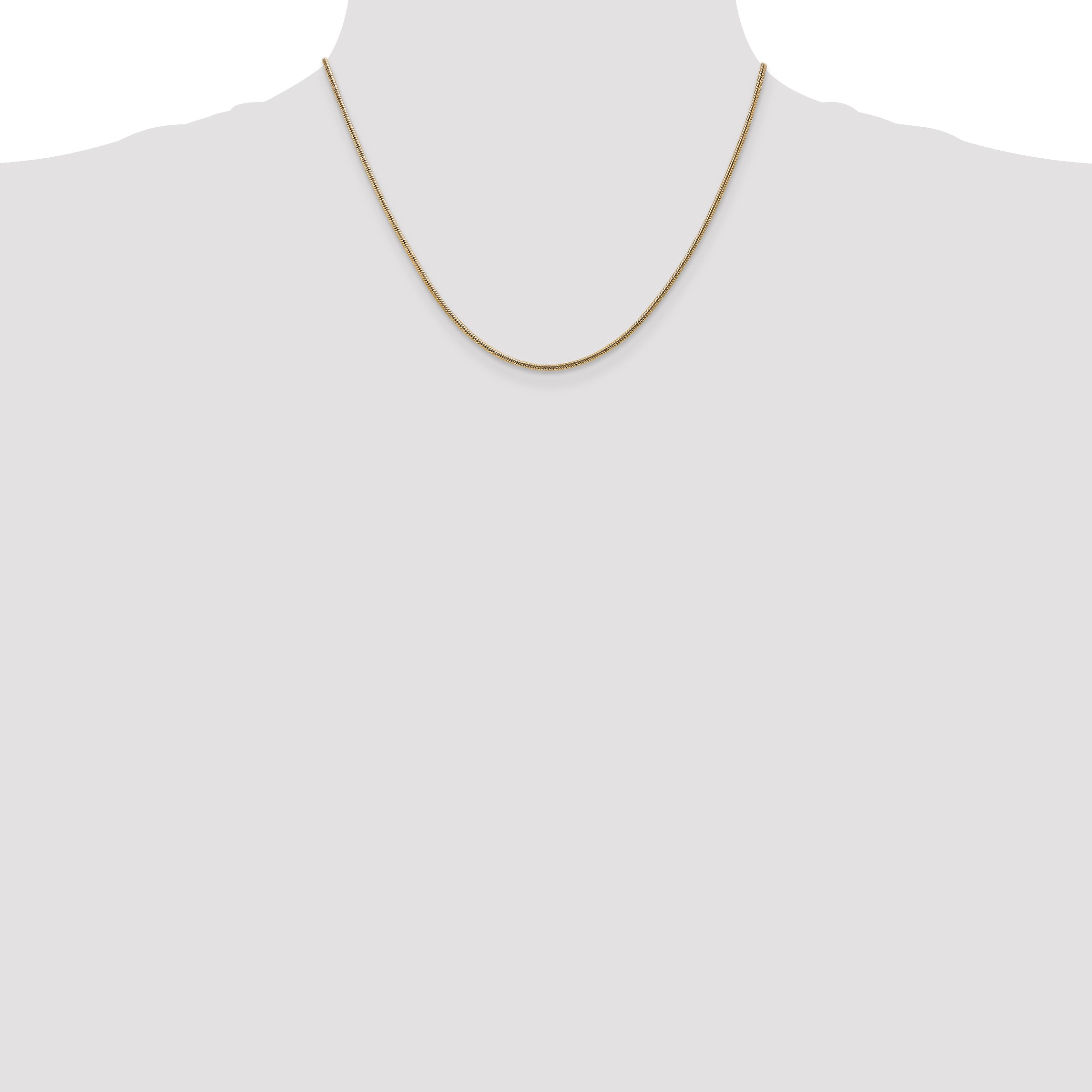 14K Yellow Gold 18 Inch 1.6mm Round Snake Lobster Clasp Chain