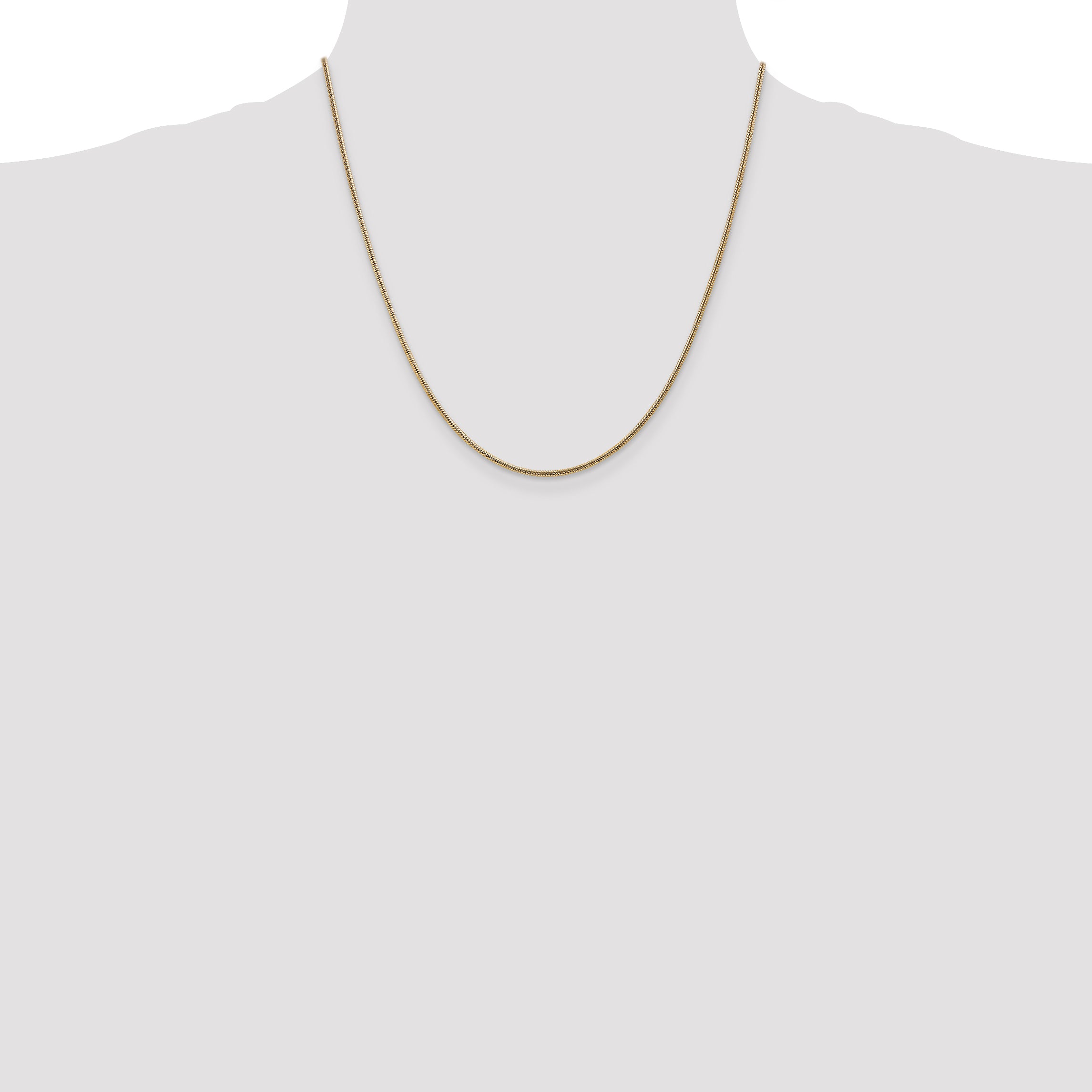 14K Yellow Gold 20 Inch 1.6mm Round Snake Lobster Clasp Chain