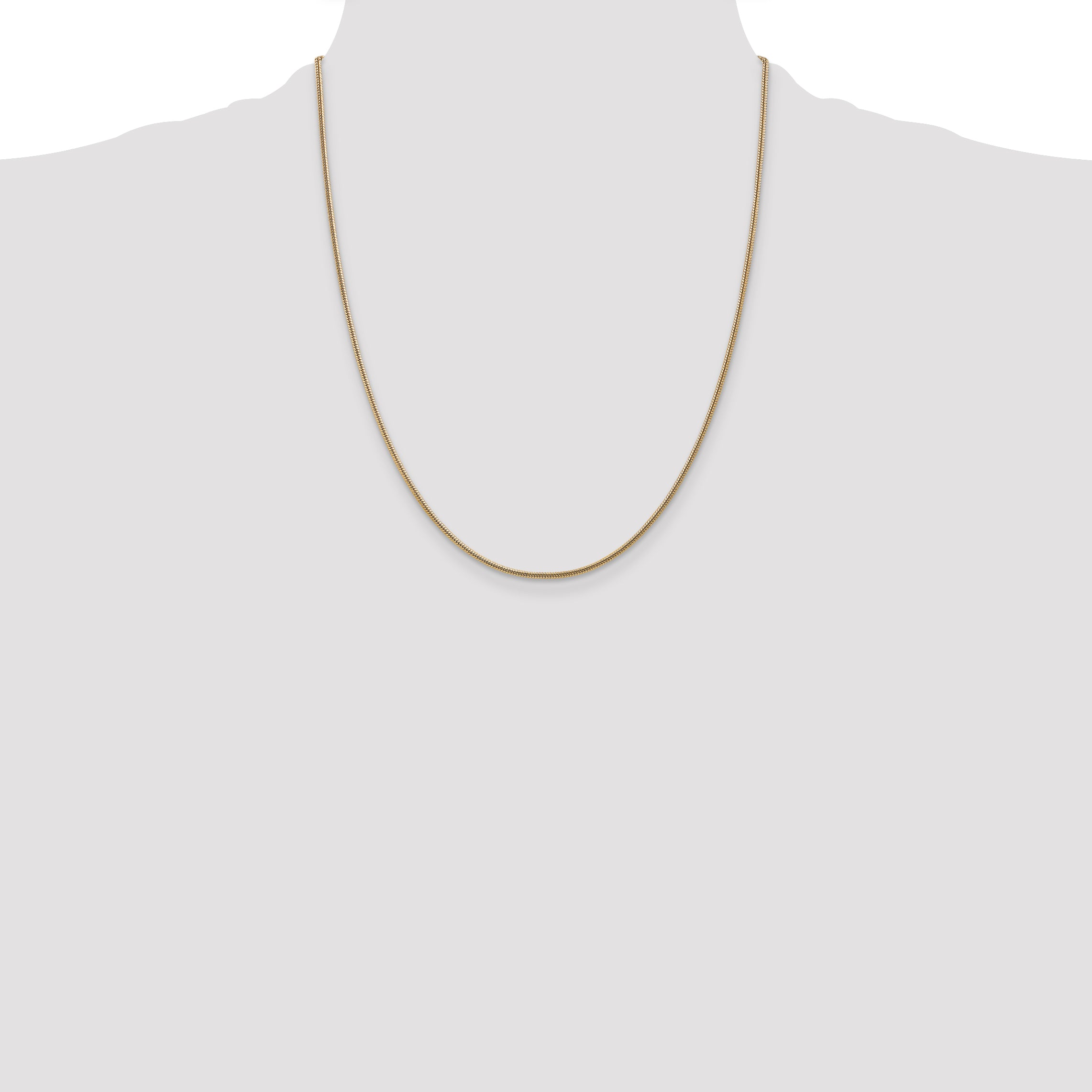 14K Yellow Gold 22 Inch 1.6mm Round Snake Lobster Clasp Chain