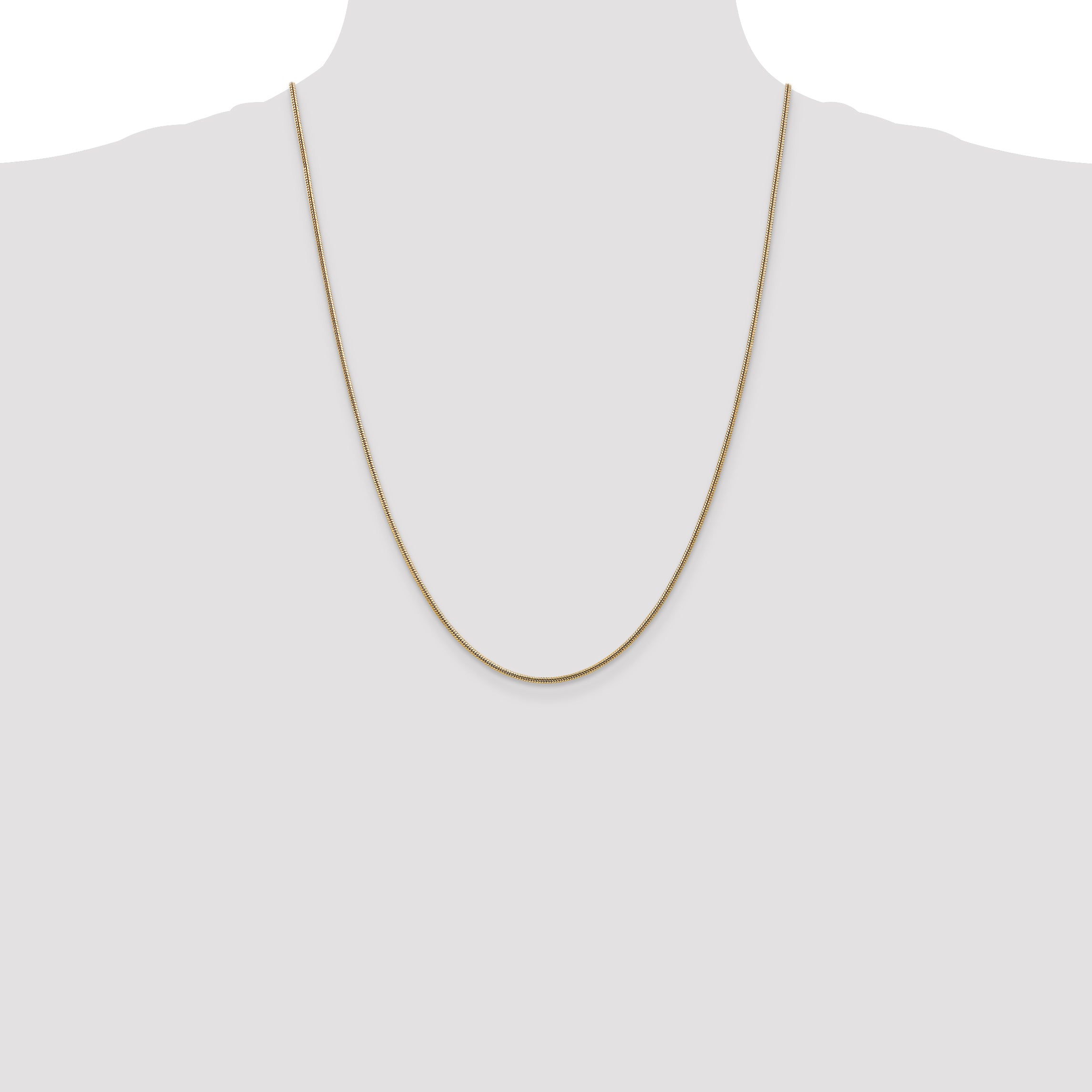 14K Yellow Gold 24 Inch 1.6mm Round Snake Lobster Clasp Chain