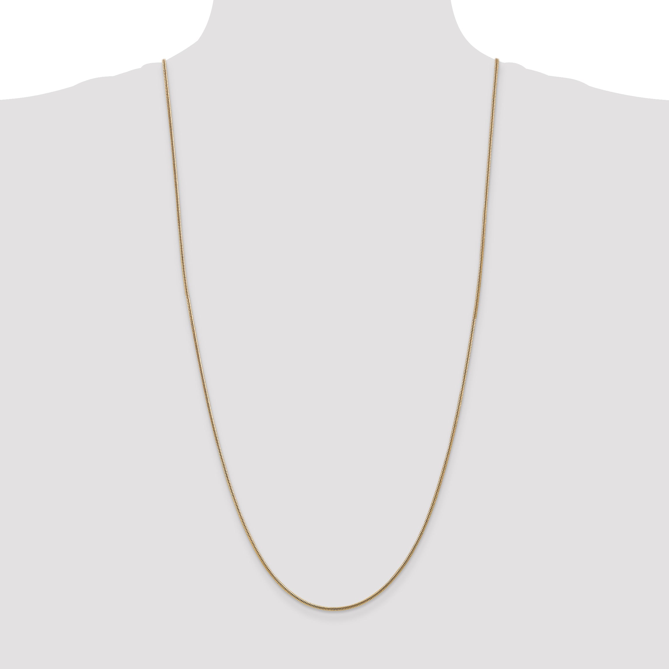 14K Yellow Gold 30 Inch 1.6mm Round Snake Lobster Clasp Chain