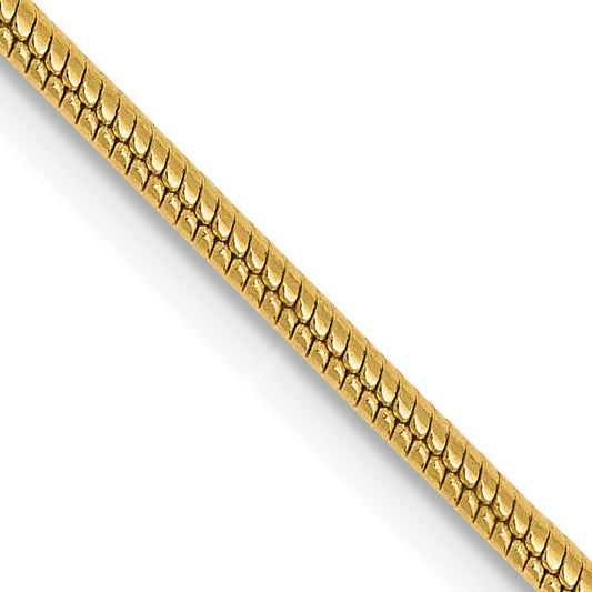 14K Yellow Gold 30 Inch 1.6mm Round Snake Lobster Clasp Chain