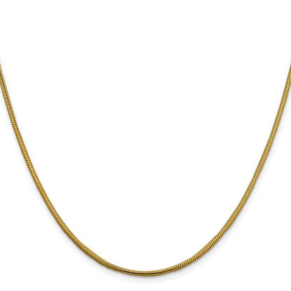 14K Yellow Gold 1.85mm Round Snake Lobster Clasp Chain Necklace
