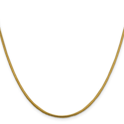 14K Yellow Gold 30 Inch 1.85mm Round Snake Lobster Clasp Chain