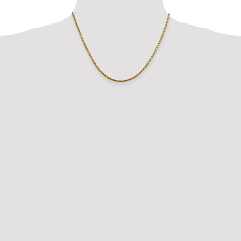 14K Yellow Gold 1.85mm Round Snake Lobster Clasp Chain Necklace
