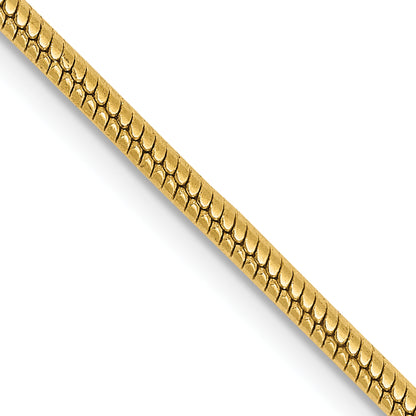 14K Yellow Gold 30 Inch 1.85mm Round Snake Lobster Clasp Chain