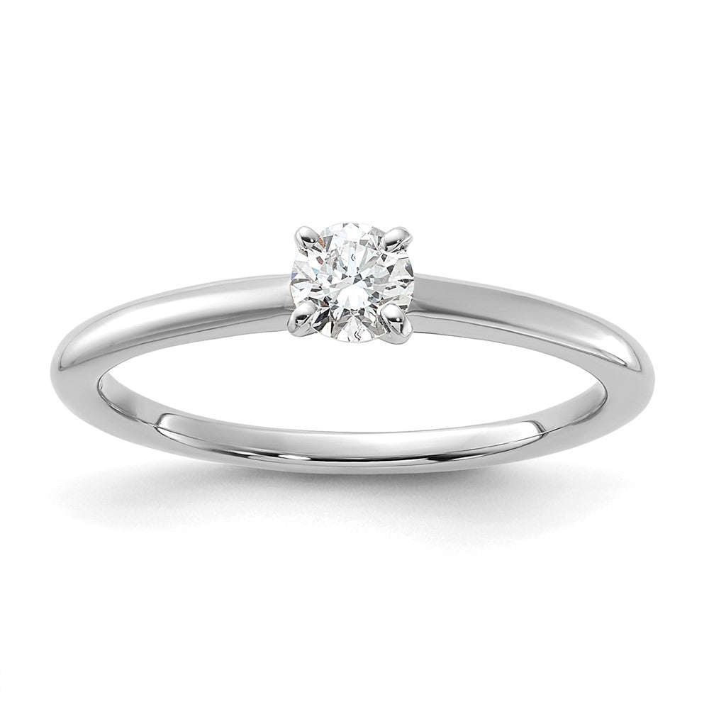 14K White Gold 1/4 carat Lab Grown Diamond VS+ F+ Round Complete Solitaire Engagement Ring
