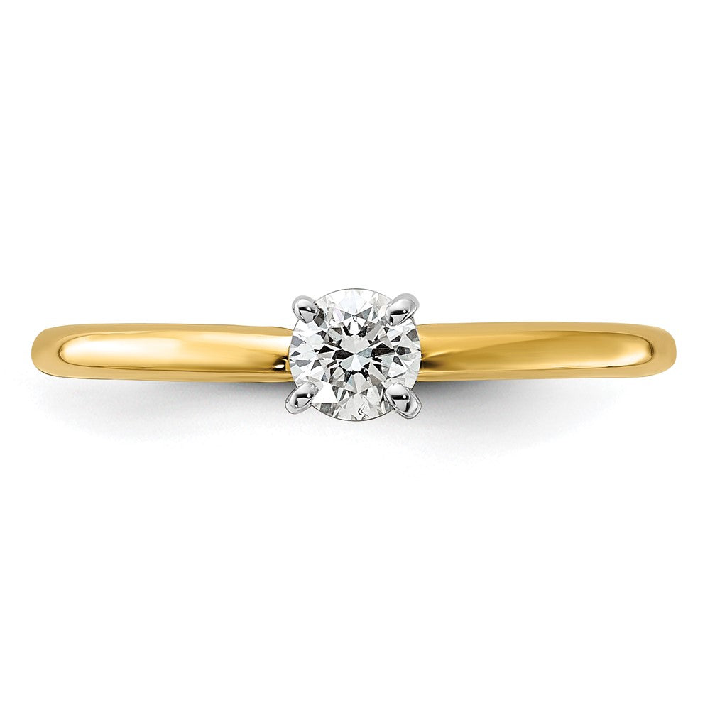 14K Two Tone Lab Grown Diamond Solitaire Vs+, F+ Comp Eng Ring