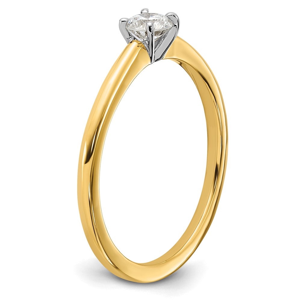 14K Two Tone Lab Grown Diamond Solitaire Vs+, F+ Comp Eng Ring