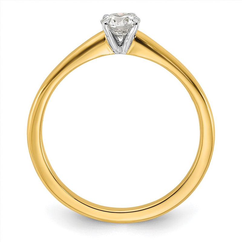 14K Two-Tone Gold 1/3 carat Certified Lab Grown Diamond VS+ F+ Round Complete Solitaire Engagement Ring