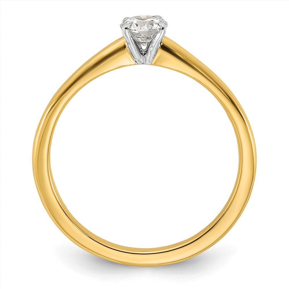 14K Two-Tone Gold 1/3 carat Lab Grown Diamond VS+ F+ Round Complete Solitaire Engagement Ring