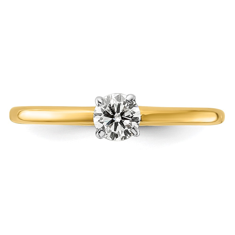 14K Two-Tone Gold 1/3 carat Lab Grown Diamond VS+ F+ Round Complete Solitaire Engagement Ring