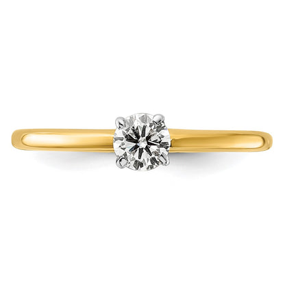 14K Two-Tone Gold 1/3 carat Lab Grown Diamond VS+ F+ Round Complete Solitaire Engagement Ring