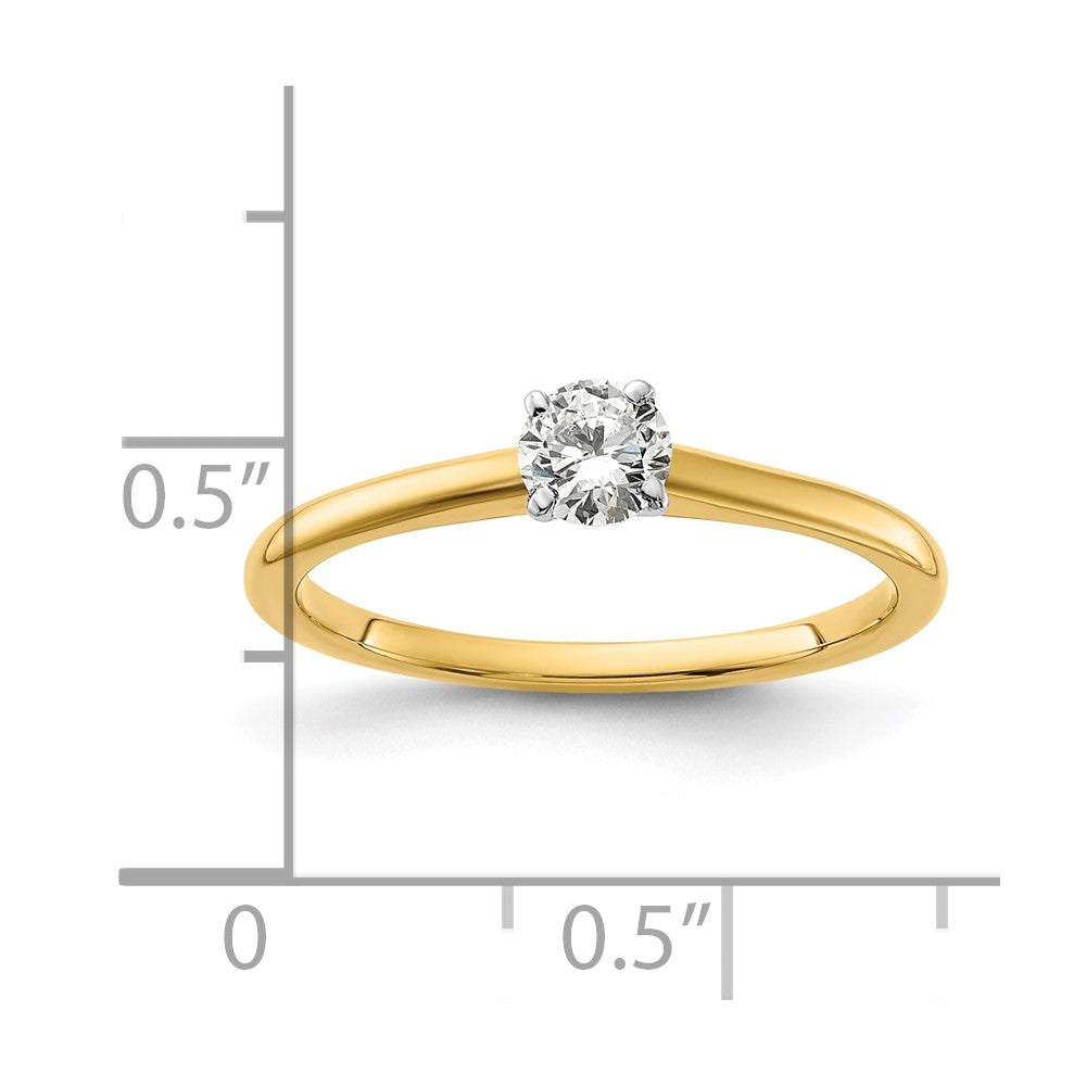 14K Two-Tone Gold 1/3 carat Lab Grown Diamond VS+ F+ Round Complete Solitaire Engagement Ring