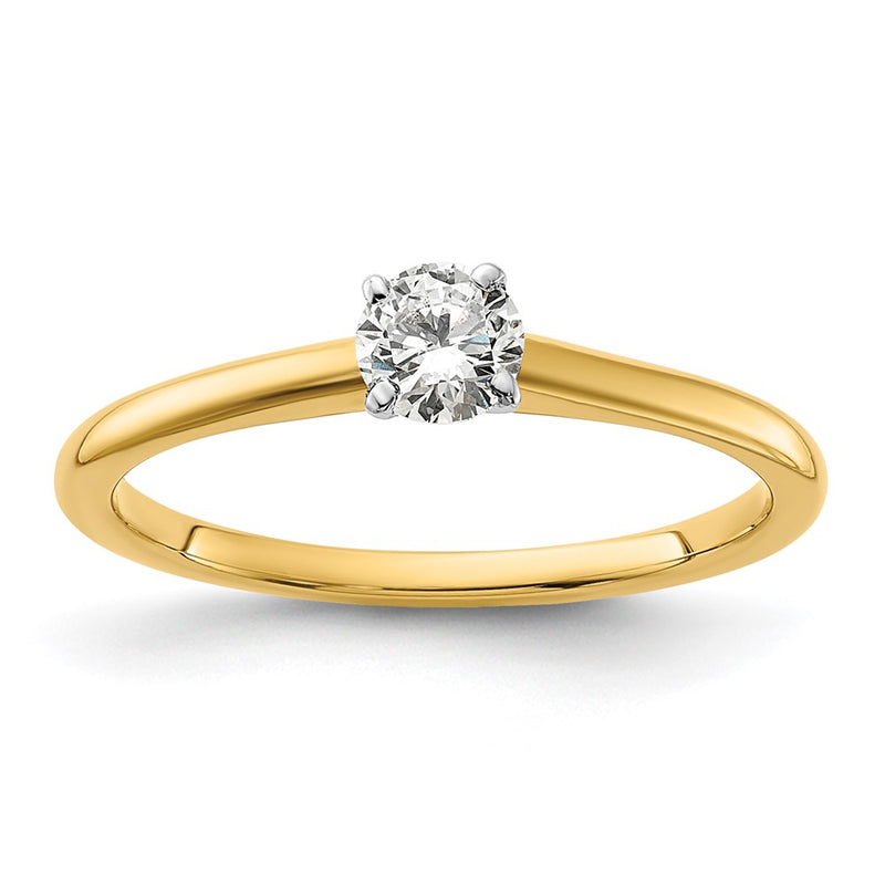 14K Two-Tone Gold 1/3 carat Certified Lab Grown Diamond VS+ F+ Round Complete Solitaire Engagement Ring
