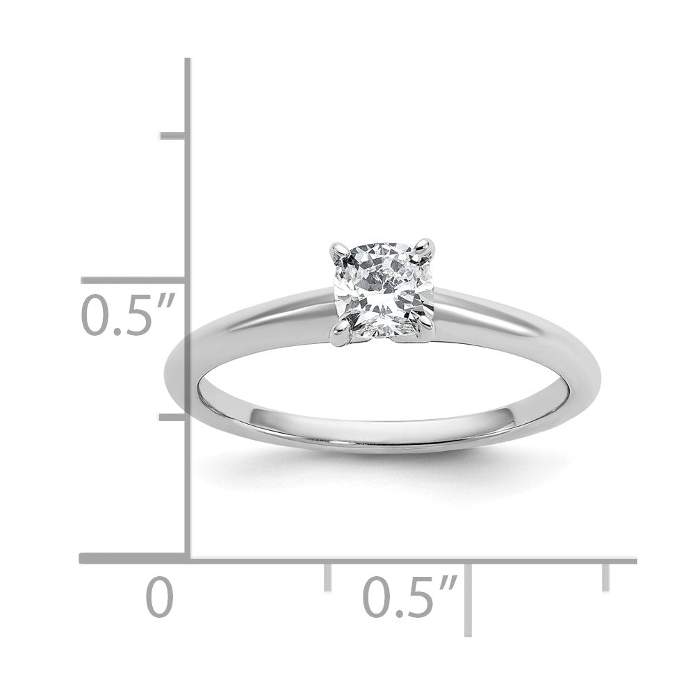 14K White Gold 1/2 carat Certified Lab Grown Diamond VS+ F+ Cushion Complete Solitaire Engagement Ring