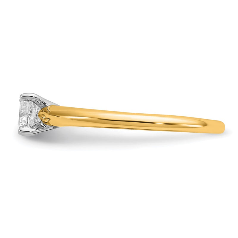 14K Two-Tone Gold Two-tone 1/2 carat Certified Lab Grown Diamond VS+ F+ Cushion Complete Solitiare Engagement Ring