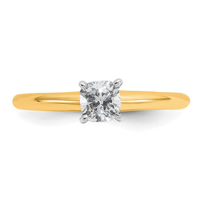 14K Two-Tone Gold Two-tone 1/2 carat Certified Lab Grown Diamond VS+ F+ Cushion Complete Solitiare Engagement Ring