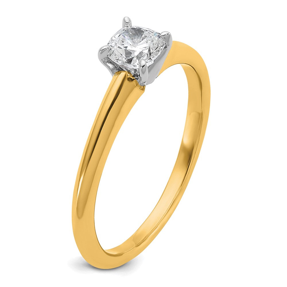 14K Two-Tone Gold Two-tone 1/2 carat Certified Lab Grown Diamond VS+ F+ Cushion Complete Solitiare Engagement Ring