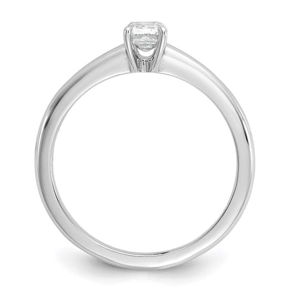 14K White Gold 1/2 carat Certified Lab Grown Diamond VS+ F+ Emerald Solitaire Complete Engagement Ring