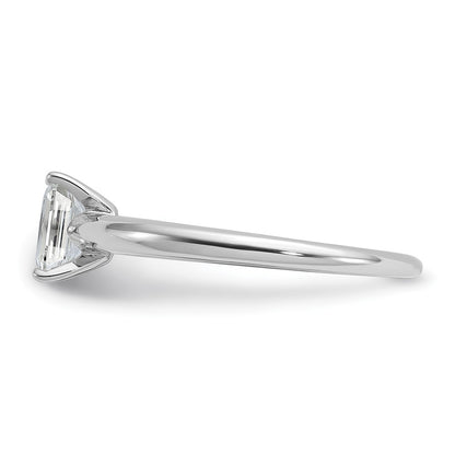 14K White Gold 1/2 carat Lab Grown Diamond VS+ F+ Emerald Solitaire Complete Engagement Ring