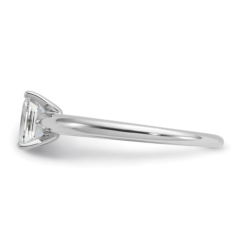 14K White Gold 1/2 carat Lab Grown Diamond VS+ F+ Emerald Solitaire Complete Engagement Ring