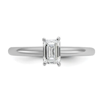 14K White Gold 1/2 carat Certified Lab Grown Diamond VS+ F+ Emerald Solitaire Complete Engagement Ring
