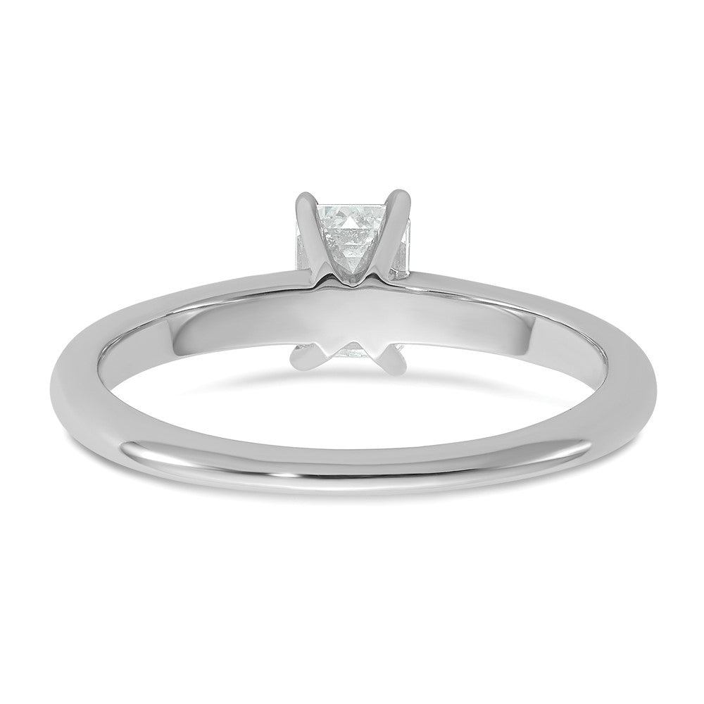 14K White Gold 1/2 carat Certified Lab Grown Diamond VS+ F+ Emerald Solitaire Complete Engagement Ring