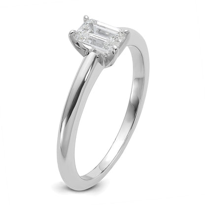 14K White Gold 1/2 carat Lab Grown Diamond VS+ F+ Emerald Solitaire Complete Engagement Ring