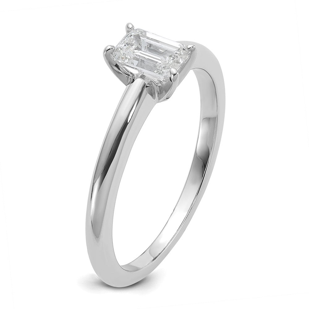 14K White Gold 1/2 carat Certified Lab Grown Diamond VS+ F+ Emerald Solitaire Complete Engagement Ring