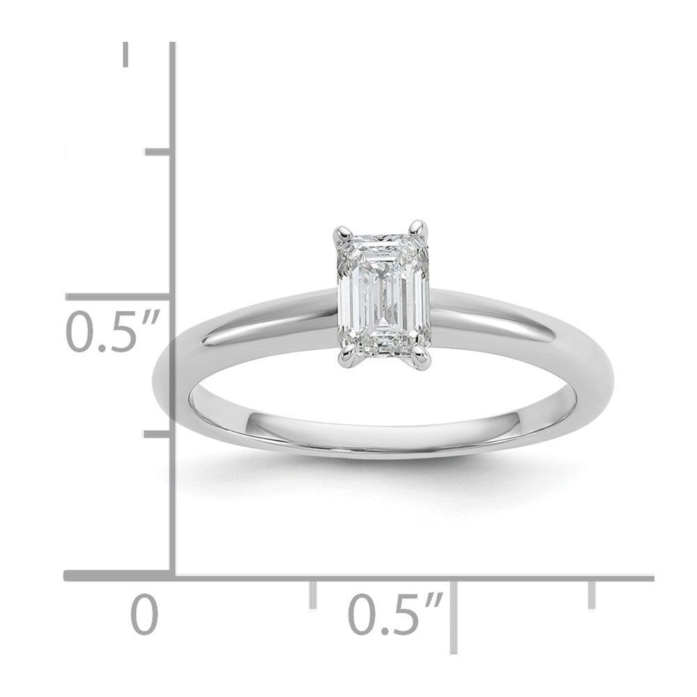 14k White Gold 1/2 Ct. Certified Lab Grown Diamond VS/SI+ G+ Emerald Solitare Engagement Ring