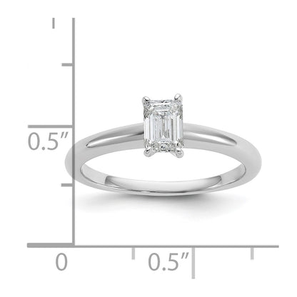14K White Gold 1/2 carat Certified Lab Grown Diamond VS+ F+ Emerald Solitaire Complete Engagement Ring