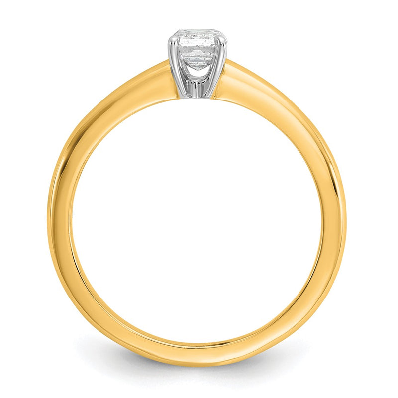 14K Two-Tone Gold Two-tone 1/2 carat Lab Grown Diamond VS+ F+ Emerald Solitaire Complete Engagement Ring