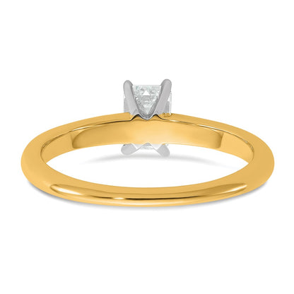 14K Two-Tone Gold Two-tone 1/2 carat Lab Grown Diamond VS+ F+ Emerald Solitaire Complete Engagement Ring