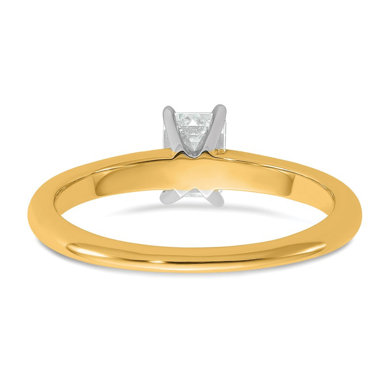 14K Two-Tone Gold Two-tone 1/2 carat Lab Grown Diamond VS+ F+ Emerald Solitaire Complete Engagement Ring