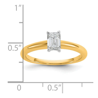14k Two-tone 1/2 Ct. Certified Lab Grown Diamond VS/SI+ G+ Emerald Solitare Engagement Ring