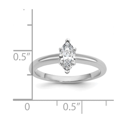 14K White Gold 1/2 carat Certified Lab Grown Diamond VS+ F+ Marquise Solitaire Complete Engagement Ring