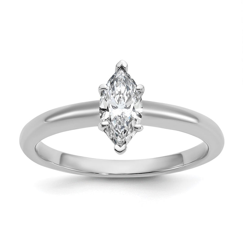 14K White Gold 1/2 carat Lab Grown Diamond VS+ F+ Marquise Solitaire Complete Engagement Ring
