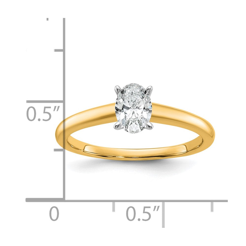 14K Two-Tone Gold 1/2 carat Certified Lab Grown Diamond VS+ F+ Oval Complete Solitaire Engagement Ring