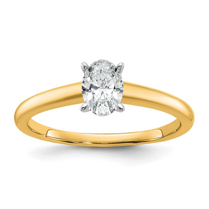 14K Two-Tone Gold 1/2 carat Certified Lab Grown Diamond VS+ F+ Oval Complete Solitaire Engagement Ring