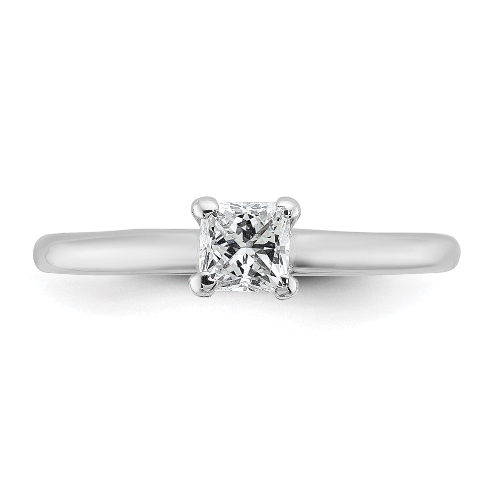 14K White Gold 1/2 carat Lab Grown Diamond VS+ F+ Princess Complete Solitaire Engagement Ring