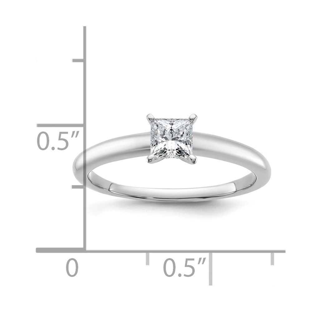 14K White Gold 1/2 carat Lab Grown Diamond VS+ F+ Princess Complete Solitaire Engagement Ring