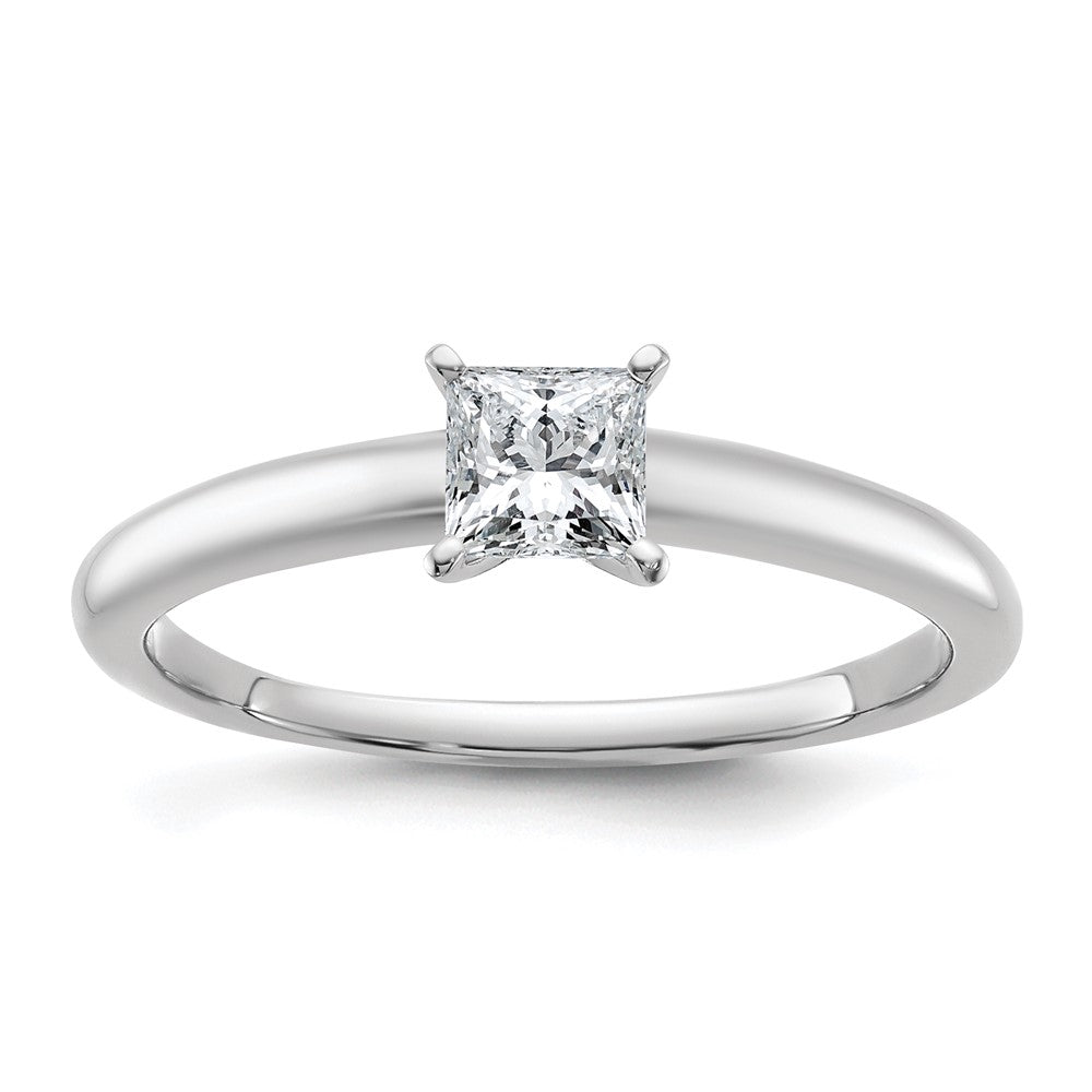 14K White Gold 1/2 carat Lab Grown Diamond VS+ F+ Princess Complete Solitaire Engagement Ring
