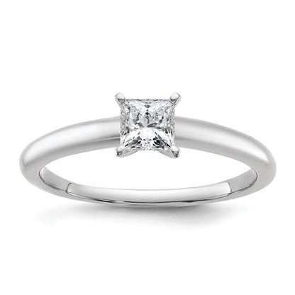 14K White Gold 1/2 carat Lab Grown Diamond VS+ F+ Princess Complete Solitaire Engagement Ring