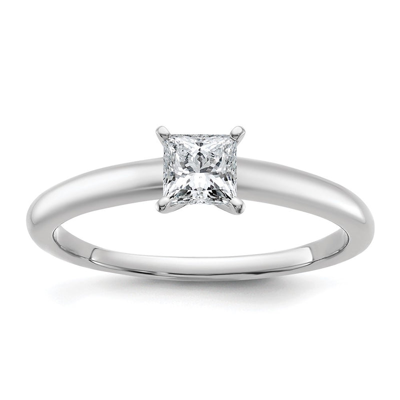 14K White Gold 1/2 carat Lab Grown Diamond VS+ F+ Princess Complete Solitaire Engagement Ring