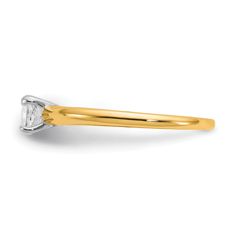 14K Two-Tone Gold Two-tone 1/2 carat Lab Grown Diamond VS+ F+ Princess Complete Solitaire Engagement Ring