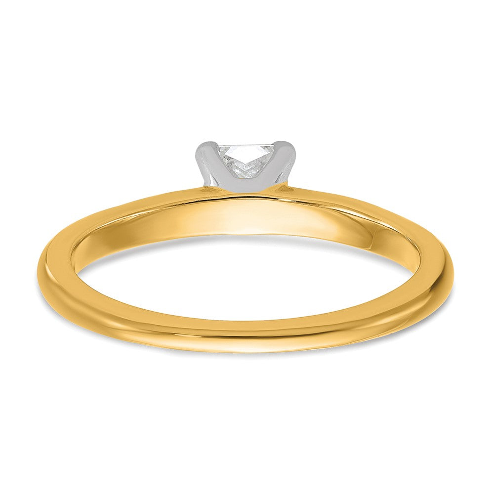 14K Two-Tone Gold Two-tone 1/2 carat Lab Grown Diamond VS+ F+ Princess Complete Solitaire Engagement Ring