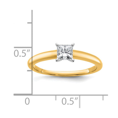 14K Two-Tone Gold Two-tone 1/2 carat Certified Lab Grown Diamond VS+ F+ Princess Complete Solitaire Engagement Ring